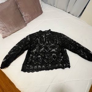 NWT Lace Blouse with Scallop Neck Detail